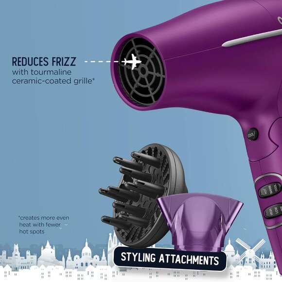 Conair Hair Dryer, Worldwide Travel Hair Dryer with Smart Voltage Technology - Picture 4 of 6
